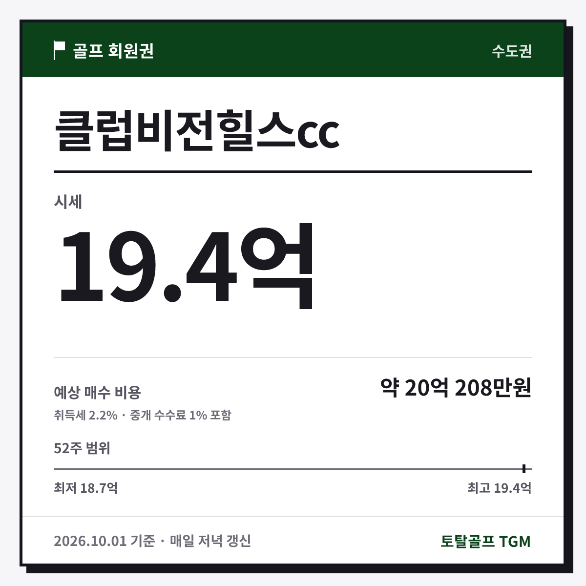 클럽비전힐스cc 카드
